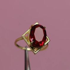 Ruby 14k Gold Ring Oval Cut Ruby Ring Geometric Shapes | Etsy Turkey Ruby Ring Designs, Ruby Silver Ring, Ring Geometric, Ruby Ring Vintage, Ruby Ring Gold, Ring Square, Square Ring, Bronze Jewelry, Bronze Ring