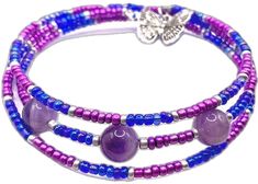 Adjustable Multicolor Amethyst Bracelets, Adjustable Multicolor Amethyst Bracelet, Silver Wrap Bracelet With Colorful Round Beads, Adjustable Spiritual Wrap Bracelet With Spacer Beads, Purple 8mm Beaded Bracelet, Silver Wrap Bracelet With Gemstone Beads, Pink Hand-strung Amethyst Jewelry, Blue Amethyst Hand-strung Jewelry, Spiritual Purple Spacer Beads