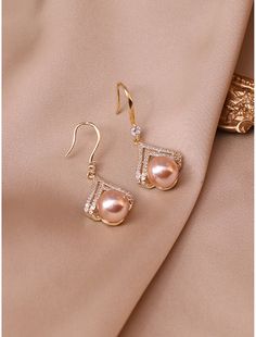 Women's Pearl Stud Earrings Fine Jewelry Classic Precious Stylish Earrings Jewelry Rose Gold For Gift Festival 1 Pair Rose Gold Hoop Earrings With Ear Wire For Party, Rose Gold Ear Wire Earrings For Party, Rose Gold Dangle Pearl Earrings For Party, Rose Gold Dangle Pearl Party Earrings, Elegant Pink Metal Earrings, Rose Gold Single Crystal Earring For Party, Rose Gold Teardrop Pearl Earrings For Party, Rose Gold Drop Pearl Earrings For Evening, Pink Metal Earrings For Formal Occasions