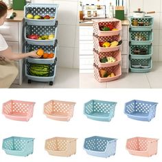 Kitchen Bathroom Storage Basket Multi Layer Stackable Fruit And Vegetable Basket Toy Storage Rack Features: This shelf is made of plastic pp material, which is durable and durable for long-term use. The rubber feet fully contact the ground to maintain stability and the table from being scratched. Each connecting part of the shelf is carefully crafted to make the dish holder compact and not wobbly. If you have any questions, please contact us and we will respond promptly This shelf can hold a var Toy Kitchen Organization, Toy Kitchen Storage, Kitchen Vegetable Storage, Bathroom Storage Basket, Basket Toy Storage, Wire Fruit Basket, Bathroom Basket Storage, Fruit And Vegetable Storage, Decorative Storage Baskets