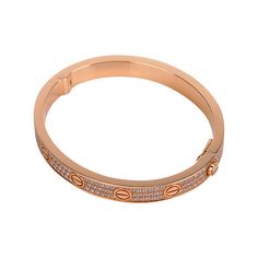 Guaranteed authentic Cartier Diamond Love bracelet featured in 18k Rose Gold.Set with 204 brilliant-cut diamonds.Total carat weight is 1.99Chic and instantly recognizable.Bracelet has signature stamps inside. Comes with signature brown pouch, signature Cartier gift box and papers.Excellent condition. A few very faint light hairline marks on one side can be polished out.final saleSIZE 16 CONDITION:EXCELLENT +++++ Cartier Luxury Diamond Bangle, Luxury Cartier Diamond Bangle, Luxury Rose Gold Bracelets, Cartier Luxury Gold Diamond Bracelet, Cartier Diamond Bracelet Gift, Luxury Cartier Diamond Bracelet, Luxury Cartier Jubilee Bracelet, Luxury Rose Gold Bracelets For Wedding, Luxury Rose Gold Bracelet For Wedding