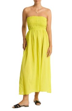 Sea Level Heatwave Strapless Cotton Cover-Up Dress | Nordstrom Sea Level, Flowy Skirt, Cover Up Dress, Nordstrom Dresses, Bodice, Cover Up, Slip On, Hand Wash, Nordstrom