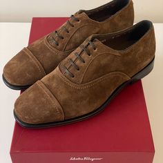 Sz 6 Eee - Wide Shoes, Runs Big, Fits Like Us 7 Salvatore Ferragamo Seul Men Brown Suede Dress Oxford Shoes New In Box Made In Italy. Retail Was $695 Fitted Suede Wingtip Oxfords, Formal Lace-up Oxfords With Suede Lining, Suede Lace-up Dress Shoes, Lace-up Suede Dress Shoes, Fitted Suede Leather Lace-up Shoes, Fitted Suede Lace-up Leather Shoes, Fitted Dress Shoes With Stitched Sole And Round Toe, Formal Cap Toe Oxfords With Suede Lining, Fitted Oxfords With Stitched Sole For Semi-formal Occasions