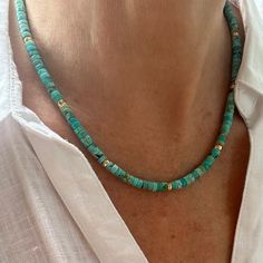 Artisan Turquoise Necklace With Heishi Beads For Gift, Turquoise Rondelle Beaded Necklaces As Gift, Gift Turquoise Necklace With Gemstone And Heishi Beads, Men Beaded Necklace, Gemstone Choker Necklace, Mens Beaded Necklaces, Heishi Necklace, Beaded Jewelry Necklaces, Gemstone Choker