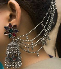 Step out in style with this beautiful oxidised silver plated earrings, which have been given a drop designer dangler perfectly designed. It will add bling to your look. This earring will go well with any of your ethnic outfits. Cheap Traditional Earrings For Navratri, Luxury Silver Jewelry With Latkans, Festive Silver Alloy Jewelry, Fusion Style Chandbali Jewelry With Oxidized Finish, Bohemian Alloy Earrings For Weddings, Temple Jewelry Metal Earrings With Tilla, Oxidized Finish Earrings For Party And Festivals, Silver Metal Jhumkas With Latkans, Handmade Silver Jhumkas For Party