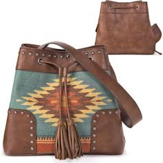 Blazin Roxx Zapotec Bucket Bag, N7531702 Western Bag, Western Handbags, Concealed Carry Purse, Western Purses, Western Women, Drawstring Bucket Bag, Bags Handmade, Patchwork Bags, M F