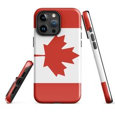 an iphone case with the flag of canada on it and a pen next to it