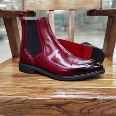 Bota Chelsea Masculino Sola Vermelha Red Chelsea Boots, Chelsea Boots For Men, Men Ankle Boots, Pu Boots, Botas Chelsea, Business Men, Square Toe Heels, Chelsea Boots Men, Boots For Men