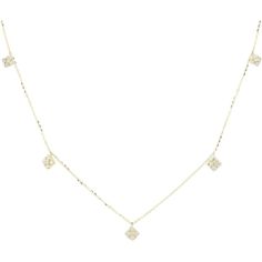 14K Yellow Gold Station Necklace with Prong-Set Diamonds - 0.43 Carat Total Diamond Weight Delicate Yellow Gold Diamond Necklace With Single Cut Diamonds, Delicate White Diamond Necklace With Delicate Chain, Delicate Yellow Gold Diamond Necklace With Brilliant Cut, White Diamond Necklace With Delicate Chain, Delicate Yellow Gold Diamond Cut Necklace, Delicate Diamond Necklace In Yellow Gold, Delicate Yellow Gold Diamond Necklace With Cubic Zirconia, Delicate Yellow Gold Diamond Necklace, Luxury Cubic Zirconia Diamond Necklace With Delicate Chain