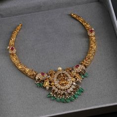 Buy Necklaces Online | Regal Mayuri Kanti Set from Indeevari Kanti Designs, Kanti Necklace, Simple Necklace Designs, Jewelry Necklace Simple, Short Necklaces, Embroidery Painting, Indian Wedding Jewelry Sets, Gold Jewels Design, New Gold Jewellery Designs