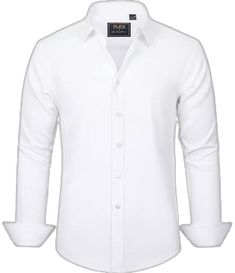 Fitted Shirt With Casual Collar, Solid Slim Fit Shirt With Spread Collar, Classic Slim Fit Wrinkle-resistant Tops, Wrinkle-resistant Solid Long Sleeve Shirt, White Casual Business Tops, White Casual Business Tops With Collar, White Business Tops With Casual Collar, White Casual Collar Tops For Business, Fitted Dress Shirt With Casual Collar For Work