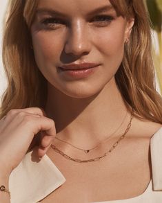 Like your favorite white tee, a solid gold chain link necklace is a wardrobe staple. Inspired by our best-selling Parker Necklace, this 14k gold chain necklace features an 18" length, and is designed to rest at your collarbone. It's perfect for necklace layering and is versatile enough for everyday wear. Love a matching moment? Wear your 14k Gold Parker Necklace with your 14k Gold Parker Bracelet. Parker Necklace in 14k Solid Gold, Women's by gorjana Gold Chain Link Necklace, Earrings Stacking, Black Labradorite, Orange Agate, Yellow Opal, Natural Weave, Necklace Layering, Solid Gold Chains, 14k Gold Necklace