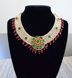 Multicolor Gemstone Necklace For Wedding, Festive Jeweled Bridal Choker Necklace, Festive Bridal Choker Necklace With Jewels, Festive Bridal Choker With Jewels, Multicolor Jeweled Bridal Necklace For Festive Occasions, Gemstone Pearl Necklace For Wedding And Festivals, Multicolor Jeweled Bridal Necklace For Wedding, Pearl And Gemstone Necklace For Wedding And Festivals, Festival White Gemstone Necklace