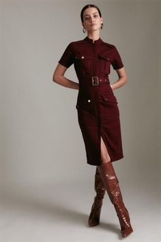 Petite Denim Short Sleeve Belted Dress Denim Jeans Outfit, Denim Clothes, Wine Red Dress, Style Analysis, Blogger Outfits, Midi Denim, What To Wear Today, Jean Short, Denim Short