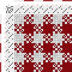 a red and white cross stitch pattern with hearts