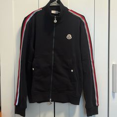 Never Used Moncler Navy Sweatshirt From Fw2021 Designer Sweatshirt With Logo For Winter, Designer Winter Sweatshirt With Logo Detail, Designer Sweatshirt With Logo Detail For Winter, Cotton Track Jacket With Logo Detail, Cotton Long Sleeve Track Jacket With Logo, Long Sleeve Track Jacket With Logo Detail For Winter, Designer Long Sleeve Sweatshirt With Logo, Designer Long Sleeve Outerwear With Logo Detail, Designer Long Sleeve Outerwear With Logo