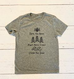 Save the Bees, Plant More Trees, Clean the Seas Kids Shirt, Organic T-shirts for Kids, Ecofriendly Children Clothing, Save Bees Toddler Tee - Etsy Eco Friendly Living, Children Clothing, Save The Bees, Hand Screen Printed, Toddler Tees