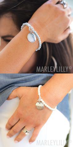 Looking for a sweet and classic bracelet to give a special woman in your life? Make Her Feel Special, Monogram Earrings, Monogram Keychain, Sunglasses Strap, Marley Lilly, Classic Bracelets, Feel Special, Pearl Bracelet, Sun Hats