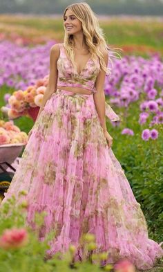 Sherri Hill 56342 - Floral Ruffle Gown Special Occasion Dress 000 / Light Pink Print Sherri Hill Gowns, Floral Print Prom Dress, Ella Enchanted, Printed Prom Dresses, Ruffle Prom Dress, Ruffle Gown, Formal Dance, Floor Length Prom Dresses, Prom Dress Stores