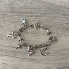 cyber y2k charm bracelet Silver Chunky Chain Charm Bracelet, Adjustable Metal Charm Bracelet With Chunky Chain, Adjustable Silver Y2k Bracelets, Vintage Chunky Chain Bracelet, Retro Silver Metal Charm Bracelet, Y2k Bracelets, Wire Charm Bracelet, Wire Charm, Gift Wishlist