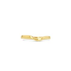 An 18-karat solid gold wave-shaped band. Yellow Gold Open Band With Polished Finish, Yellow Gold Minimalist Jewelry, Modern Gold Rings With Curved Design, Modern Twist Yellow Gold Rings With Polished Finish, Minimalist Yellow Gold Curved Jewelry, Minimalist Curved Yellow Gold Ring, Modern Gold Curved Rings, Minimalist Curved Yellow Gold Jewelry, Modern Curved Gold Rings