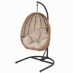 a hanging chair with a cushion on it