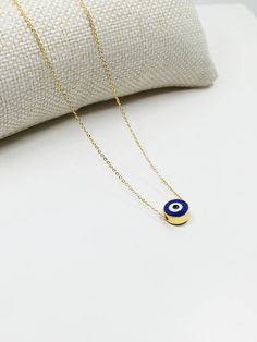 Dainty evil eye necklace is adjustable. This minimal evil eye necklace would be the perfect gift as a protection jewelry. Lenght of the nazar necklace is 45 cm (17.5 in) Blue Evil eye bead is 1 cm (0.3 in) For more evil eye necklaces, click the link below; https://www.etsy.com/shop/EyeDesignsbyGG?ref=search_shop_redirect&section_id=30285329 Adjustable Round Evil Eye Necklace, Minimalist Evil Eye Charm Necklace, Adjustable Evil Eye Round Pendant Necklace, Evil Eye Jewelry Necklace, Nazar Necklace, Turkish Eye, Protection Jewelry, Pretty Jewelry Necklaces, Gold Jewelry Stores