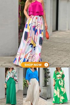 This elegant casual two-piece set features charming prints, tailored for modern women. With a tastefully designed top and coordinating bottoms, it effortlessly combines style and comfort. Perfect for various occasions, this set captures the essence of contemporary fashion with its unique blend of sophistication and ease. Summer Evening Multicolor Maxi Dress, White Maxi Dress For Party Season, Spring Party Maxi Dress With Floral Print, Floral Print Maxi Dress For Party, Trendy Floral Print Maxi Dress For Garden Party, Maxi Length Dresses For Summer Parties In Spring, Flowy Maxi Dress For Spring Summer Parties, Spring Maxi Length Dresses For Summer Parties, Trendy Spring Maxi Dress For Garden Party