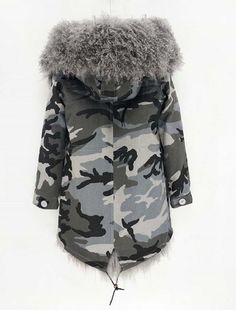 Winter Camouflage Cotton Outerwear, Fitted Camouflage Winter Outerwear, Fitted Camouflage Outerwear For Winter, Long Parka, Fur Hood, Fur Fashion, Mongolia, Real Fur, Women's Coats & Jackets