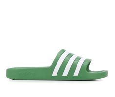 Head to the beach or run errands in solid style wearing the adidas® Adilette Aqua Slides! With a quick drying upper, cushioned footbed, and EVA traction outsole you'll be able to stay on your feet in comfort and with style all day! Synthetic upper, Easy slip-on design, Round open toe, EVA contoured footbed for cushioned comfort and gentle support, Injected EVA outsole for lightweight traction, adidas® branding details | Women's Adidas Adilette Aqua Sport Slide Sandals in Preloved Green Size 8 Spring Green Non-slip Sport Sandals, Adidas Slides For Swimming In Summer, Adidas Slides For Summer Swimming, Green Sport Sandals For Spring Sports, Sporty Slip-resistant Sandals For Water Sports, Green Slip-on Sport Sandals, Casual Sports Flip Flops With Open Toe, Casual Open Toe Flip Flops For Sports, Adidas Sandals For Spring Swimming