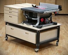 a workbench with two drawers and a table sawhorse attached to the top