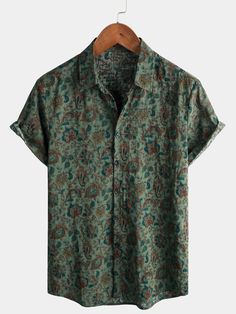 Cheap Green Hawaiian Shirt With Button Closure, Cheap Fun Tops For Men, Fall Wedding Floral Mens Shirt, Primavera Festival, Mens Green Shirt, Brand Lookbook, 70s Green, Short Vacation, Boho Paisley