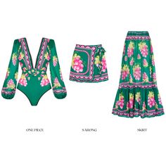 DETAILS Swimsuit and skirt Swimsuit and sarong Removable pads Quick drying with sheen Cold gentle machine wash Fabric:82% polyester 18% spandexLining Fabric:82% polyester 18% spandex Sarong/Skirt Fabric:96% polyester 4% spandex Product ID: YSZX23113001 Green V-neck Beach Sets, Fitted V-neck Printed Sets, Bohemian Long Sleeve Fitted Swimwear, Bohemian Fitted Long Sleeve Swimwear, Two-piece V-neck Beach Set, Fitted Summer Sets, Stretch Beachwear Sets For Spring, Spring Beachwear Sets With Stretch, Summer Two-piece V-neck Set