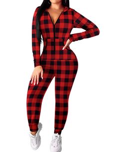 PRICES MAY VARY. 95% Polyester, 5% Elastane Imported Zipper closure 【HIGH QUALITY MADE】Women onesies zipper up union jumpsuit, made of 95% polyester and 5% elastane, soft, lightweight, breathable and stretchy. 【ATTRACTIVE & CHIC STYLE】Womens Christmas hoodie bodycon romper with zip-up V-neck, ultra stretchy fabric and classic but fashionable Christmas elements, makes it so flattering and not dull. 【CONVENIENT & COMFORTABLE DESIGN】One piece long sleeve thermal underwear set with front zipper and Onesie Women, Bodycon Romper, Jumpsuit Long Sleeve, Zipper Jumpsuit, Trendy Christmas Outfits, Jumpsuit Fitted, Jumpsuit Long, Christmas Onesie, Christmas Elements