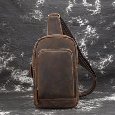 New Vintage Genuine Leather Men's Bag - Trendha Brown Sling Bag, Mens Waist Bag, One Shoulder Backpack, Sling Bag For Men, Sling Pack, Hiking Bag, Shoulder Sling, Leather Sling Bag, Shoulder Backpack