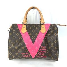 Name: Louis Vuitton Monogram V Speedy30 Hand Bag Duffle Bag Shape: Mini Duffle Bag Model No.: M41533 Code: Du1155 Color: Brownxpink Material: Monogramcanvas Approx Size: W11.8h8.3d6.5inch / W30cmh21cmd16.5cm Listed Hand Measurements May Have A 1-2cm Difference. Gender: Women's Spec: [Inside] Open Pocket X 1 Additional Items: None Item Rank: Used A Rank Condition Details: Outside:Scratches,Stain,Scrapes,Darkening Of The Leather Shape:Losing Shape Inside:Minor Scratches,Stain Product Introduction: Duffle Bag With V Logo And Pink Accents. Modern Pink Shoulder Bag With Logo, Pink Monogram Canvas Shoulder Bag For Shopping, Designer Pink Bag With Dust Bag, Designer Pink Bags With Dust Bag, Pink Top Handle Bag With Logo, Pink Monogram Canvas Shoulder Bag For Travel, Pink Monogram Canvas Shoulder Bag For Daily Use, Pink Monogram Canvas Rectangular Shoulder Bag, Pink Rectangular Monogram Canvas Shoulder Bag