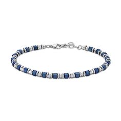 Add a touch of color with this striking bead bracelet. Stainless steel Blue ion-plated beads alternate with trios of stainless spacers Polished and satin-finished 8.25 inches; lobster claw clasp Bead Chain, Steel Blue, Bead Bracelet, Beaded Chain, Stainless Steel Bracelet, Lobster Claw, Chain Bracelet, Beaded Bracelets, Plating