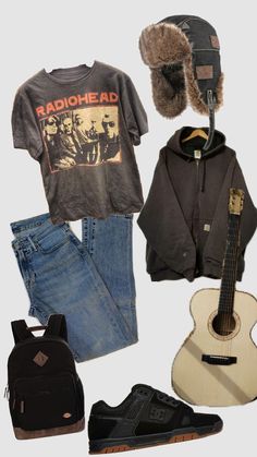 Radiohead Aesthetic Outfits, Swaggy Outfits 90s, Grunge Outfits Cold Weather, Radiohead Outfit, Midwest Emo Aesthetic Outfit, Midwest Emo Style, Outfit Ideas Winter School, Masc Grunge Outfits, Masculine Outfit Ideas