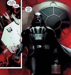 darth vader from star wars in the comic book, with his hand on his hip