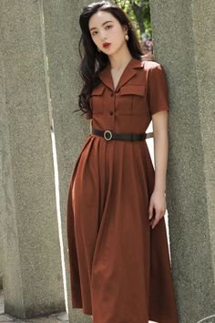 Elegant Short Sleeve Dresses With Pockets, Knee-length Belted Shirt Dress For Semi-formal, Knee-length Midi Dress With Pockets For Dress Down, Casual Knee-length Midi Dress With Pockets, Classic Knee-length Shirt Dress For Day Out, Knee-length Midi Dress With Pockets For Casual Wear, Chic Solid Color Short Sleeve Shirt Dress, Chic Short Sleeve Shirt Dress, Elegant Short Sleeve Belted Dress For Daywear