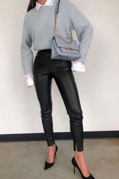 Freja Women PU Leather Pants Brown Outfits, Professional Outfit, Leather Pants Women, Brown Outfit, Women Pants, Faux Leather Pants, Street Style Looks, Leather Leggings, Outfits With Leggings