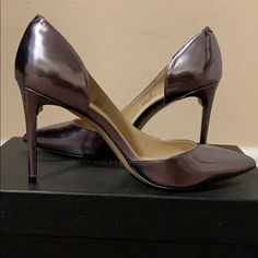 Nib Rachel Zoe D’orsay Pump With Stiletto Heel. Model: London Pump Color: Gunmetal Size: 7.5 Condition: New In Box. Some Scratches On Tip Of Pump And Heel. Peeling On Bottom Near Heal. See Photos Metallic Fitted Heels For Formal Occasions, Glamorous Metallic Heels For Formal Occasions, Evening High Heels With Metallic Accents, Metallic Pointed Toe Heels For Cocktail, Metallic Closed Toe Heels For Formal Occasions, Metallic Heels With Metal Feet For Formal Occasions, Shiny Open Toe Heels For Formal Occasions, Formal Shiny Open Toe Heels, Metallic Pointed Toe Heels For Cocktails