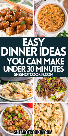 30 MInute dinner recipes photo collage. Fast Easy Meals For Two, Dinnete Ideas Easy, 30 Minutes Meals, Quick Easy Dinners For Two, 30 Minute Dinner Recipes, Last Minute Dinner Ideas, Dinners For Families, Cozy Pasta, Lazy Dinner