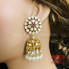 Rahili Jadau Kundan Jhumka with Pearl Drops Indian Wedding Earrings, Earrings Indian Traditional, Kundan Jhumka Earrings, Kundan Jhumka, Earrings Kundan, Earrings Indian, Kundan Earrings, Jhumka Earrings, Indian Traditional