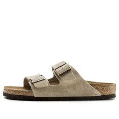 Birkenstock Arizona Suede Leather Narrow Fit Sandals 'Taupe' 0051463 Beige Suede Footbed Sandals With Round Toe, Beige Leather Outdoor Sandals, Beige Leather Sandals For Outdoor, Outdoor Beige Leather Sandals, Beige Leather Sandals With Cushioned Footbed, Beige Leather Footbed Sandals With Cushioned Sole, Beige Leather Cushioned Footbed Sandals, Beige Leather Footbed Sandals With Round Toe, Beige Sandals With Suede Lining And Round Toe