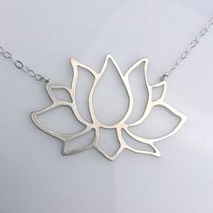 Lotus Necklace Delicate Silver Pendant Necklace, Delicate Sterling Silver Necklace, Silver Sterling Silver Necklace With Flower Pendant, Sterling Silver Necklace With Pendant, Silver Sterling Silver Necklace With Pendant, Silver Sterling Silver Pendant Necklace, Spiritual White Gold Sterling Silver Necklaces, Spiritual Sterling Silver White Gold Necklaces, Spiritual Sterling Silver Necklace In White Gold