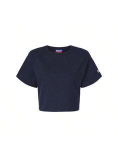 7 oz./yd, 100% cotton jersey. Double-needle stitched throughout. 1" bound ribbed collar . Champion "C" patch logo on left cuff. 
Women's Heritage Jersey Crop T-Shirt Navy Casual  Short Sleeve  Plain    Women Activewear, size features are:Bust: ,Length: ,Sleeve Length: Crop T Shirt, Crop Tshirt, Crop Shirt, Womens Tote, Maternity Bag, Active Wear For Women, Casual T Shirts, Patch Logo, All Fashion