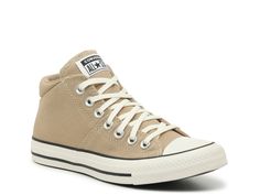 Save on Chuck Taylor All Star Madison Mid-Top Sneaker - Women's at DSW. Free shipping, convenient returns and customer service ready to help. Shop online for Chuck Taylor All Star Madison Mid-Top Sneaker - Women's today! Tan Converse Outfit, Womens Converse Outfit, Converse Women Outfit, Chuck Taylor Converse Outfit, Converse Outfit Women, Converse Mid Tops, Tan Converse, Colored Converse, White High Top Sneakers