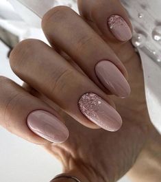 Blush Pink Nails Wedding, Pink Wedding Nails For Bride, Dusty Pink Nails, Blush Pink Nails, Nail Jewels, Pink Jewels, Casual Nails, Blush Nails