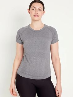 Seamless T-Shirt | Old Navy Seamless Solid Color T-shirt For Workout, Navy Sporty Relaxed Fit T-shirt, Gray Moisture-wicking Short Sleeve T-shirt, Cheap Navy Relaxed Fit T-shirt, Old Navy Long-sleeve Vintage Loose T-shirt For Women, Wicks, Old Navy, Short Sleeves, Crew Neck